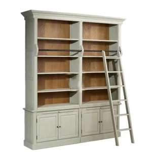 American Modern Light Luxury Solid Wood Apartment Living Room Bookshelf with Ladder Bookcase Combination