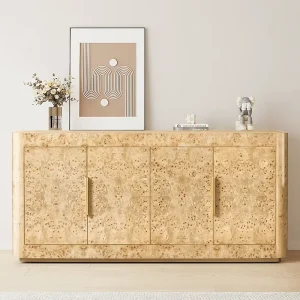 American Solid Wood Modern TV Cabinet Living Room Tree Burl Four Door Storage Locker Customized Eco Friendly Durable