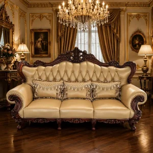American Style Classic Chesterfield Sofa Vintage Leather 3 Seats Sofa for Living Room with Durable Leather