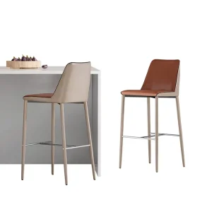 American Style Modern Minimalist Light Luxury Steel Frame Bar Stool 55cm High Chair for Home Bar Front Desk HD 702