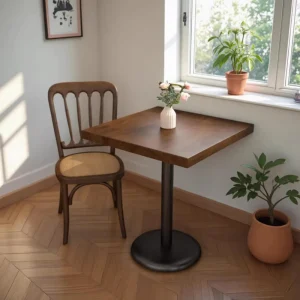 American Style Retro Western Restaurant Solid Wood Small Square Commercial Table Chair Set for Restaurant Coffee Shop Dessert