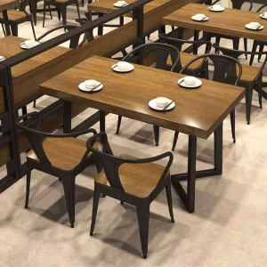 American Style Solid Wood Restaurant Dining Table and Chair Set