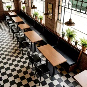American Style Vintage Themed PU Restaurant Table Chair Set Industrial Style Booth Sofa Bars Cafs Casual Pubs Commercial Use