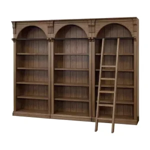 American Vintage Distressed Library Bookshelf living room wooden library wall bookcase shelf home library bookshelf with ladder