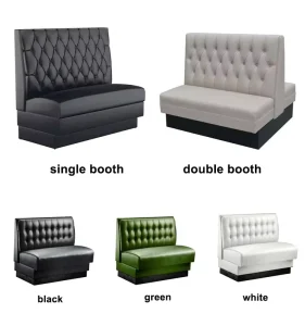 American Wooden Vinyl Restaurant Booth With Diamond Pattern Tufted Light Luxury Table and Seating