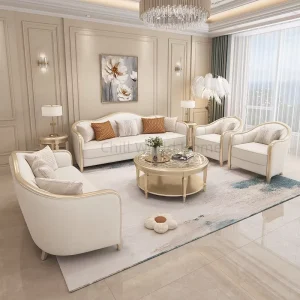 American style Light Luxury Leather Sofa Set for Small Apartments European style Mall Living Room Furniture Combination