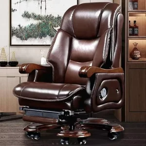 Anatomical Top grain Cowhide Executive Chair Reclining High Back Boss Seating Footrest Office Furniture Home Furniture Chair