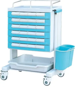 Anesthesia Cart Aluminum Alloy ABS Framed 4 Wheel Emergency Medical Trolley for Hospital Clinic