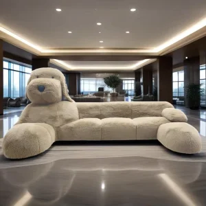Animal Series Design Golden Retriever Outlook Design Sofa Living Room Theme Park Mall Couch Tufted Fabric Sectional Floor Sofa