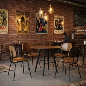 Anti Rust Weather Resistant Metal Dining Set Commercial Cafe Hotel Patio Table & Chairs
