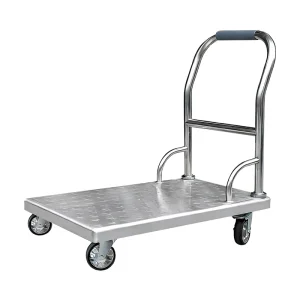 Anti slip Stainless Steel Platform Trolley Commercial Kitchen Hand Push Cart Heavy Duty Logistics Warehouse Moving Truck