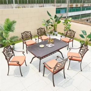 Antique Bronze Finish Cast Aluminum European Design Durable Outdoor Dining Armchair for Hotel & Villa Use