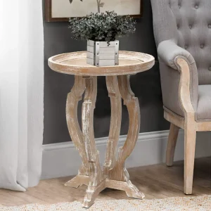 Antique European Design Decorative Eco Friendly Side Coffee Table Rustic Farmhouse Style Accent End Table for Living Room Home