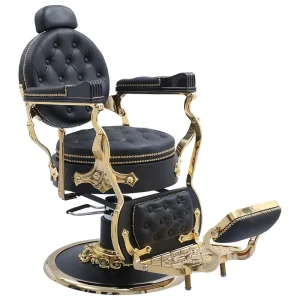 Antique Gold Stainless Steel Barber Chair Hydraulic Reclining 360 Degree Rotation Luxury Beauty Salon Styling Chair Hair