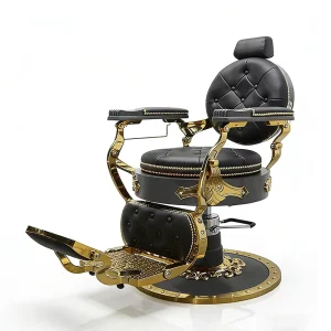 Antique Style extra Large Pump Round Base Hairdressing Shaving Chair Retro Salon Furniture Hydraulic Barber Chair for Men
