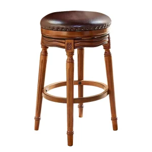 Antique Wooden bar Furniture Vintage Leather High Wood bar Chair with Fabric