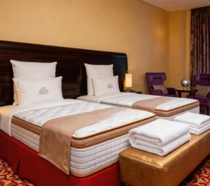 Apartment White Modern Hotel Wooden Double Bed with Head Furniture Sets for Adults