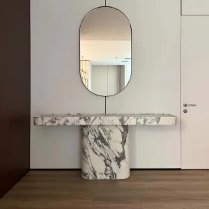 Arabescato Vagli Marble Console Table Modern Art Stone Entryway Hall Table for Hotel Villa