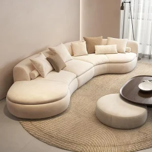 Arc shaped Three Seat PU Sofa Sponge Light Luxury Modern Designer