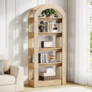 Arch Shaped 5 Tier Bookshelf Modern Design Beautiful and for Home Office Dining Kitchen or Bathroom Use