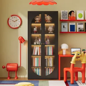 Arched Bookcase Steel Bookshelf Multi-layer Anti-tilt Metal Bookcase Suitable for Small Apartment Families