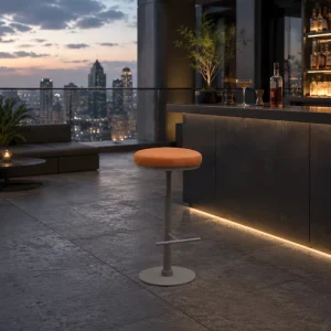 Architectural Stainless Steel Outdoor Bar Stool Hotel Rooftop Bar Chair Waterproof Fabric for Hotel Villa Bar Project