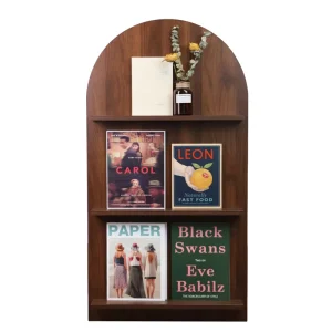 Art Multi-layer Bookshelf Minimalist Floor Newspaper Rack Nordic Home Wood Color Storage Rack Floor Standing Magazine Holder