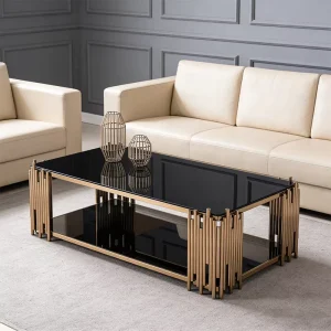 Artistic Luxury High quality Double deck Tempered Glass End Table Living Room Furniture
