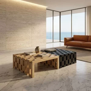 Ash Wood Coffee Table Modern Design Durable Customizable for Living Room and Office Use