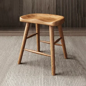 Ash Wood Dining Stool Low Bar Chair Dressing Stool Household Solid Wood Bench