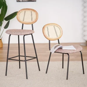 Ash Wood Rattan Metal Chairs Industrial Restaurant Dining Chairs