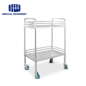Assembly Hospital Medical Two Layer Clinic Instrument Trolley SS Crash Cart
