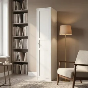 Assoc Factory Direct Minimalist W400mm Matte White Steel Closet for Reading Nook Library Room Storage Support OEM