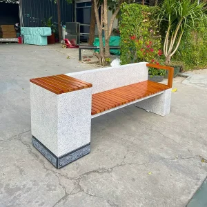 Athens Metal Marble Grain Bench Seating Outside Bench Chair Wooden Seating Benches for Urban Outdoor and Indoor