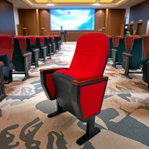 Auditorium Chair Plastic Back Iron Feet with Writing Pad Modern Theater Chairs New Design Church Seating Cinema Chair