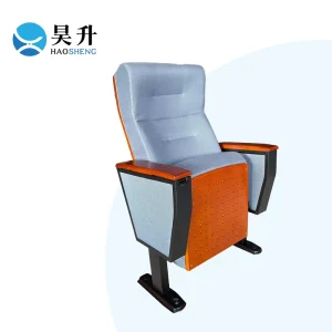 Auditorium Chair with Armrest Flipup Writing Mechanism Wooden Armrest Theater Furniture for Lecture Hall and Conference