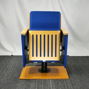 Auditorium Seat Vertical Strip Wooden Side Plate Single Column Floor Base School Lecture Hall Chair for Auditorium Project