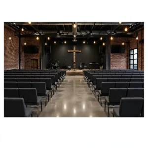 Auditorium Style Foldable Church Seating Metal Frame Theater Chairs