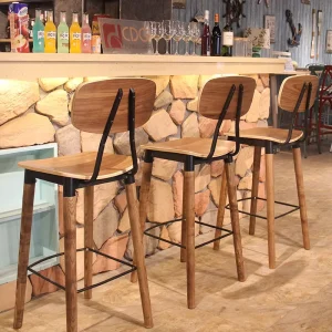 Australian Fashionable Creative Modern Pub Bar Restaurant Furniture Metal Frame Wooden Seat and Back High Bar Chair