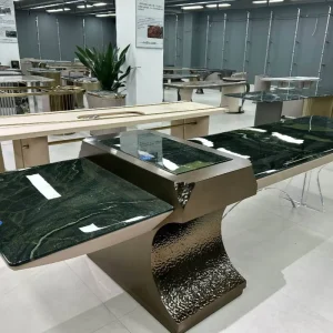 Avocado Green Marble Rectangular Waterproof Custom Luxury Desk Suitable for Villas Hotels Living Rooms Dining Tables