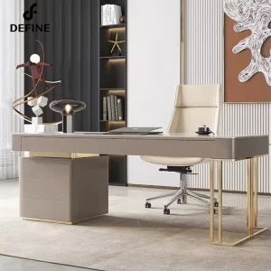 B Guangdong Nordic Office Table Desk Furniture With Drawers Solid Wood Modern Marble Office Desk