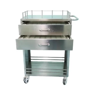 B5 Stainless Steel & Plastic Medication Cart 2 Drawers Silent Lockable Wheels Medicine Transportation