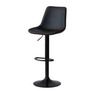 BC-002 Adjustable Modern Leather Bar Chair with Metal Frame and Footrest Black Commercial for Hotel & Dining