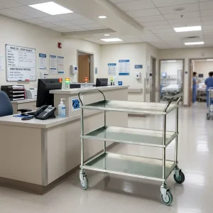 BDT203B Hospital Surgical Instrument Cart 3 Layer Stainless Steel Medical Trolley Wheels Pull Handle
