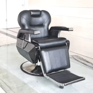 BEIMENG Men’S Salon Equipment Beauty Salon Barber Chair Black Leather Metal Hair Chair Recliner Beauty Shaving Chair