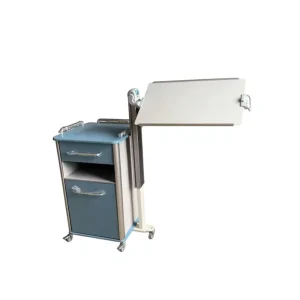 BT AL026 Medical Bedside Cabinet with Integrated Telescopic Overbed Table Aluminum Alloy Hospital Nightstand for Ward Patient