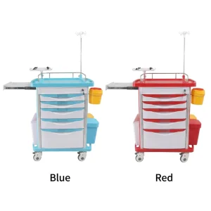 BT EY001b Hospital Small Size Mobile ABS Plastic Emergency Trolleys Crash Cart Medical Trolley With Tray, Iv Pole