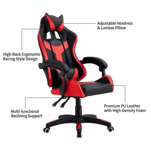 Back Ergonomic Gaming Chair with Multi functional Reclining Support Premium PU Leather Computer Racing Chair for Home Office