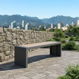 Backless WPC Modern Durable Water Resistant Metal Outdoor Park Bench for Streets and Public Areas