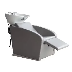 Backwash Shampoo Station Chair with Legrest Ceramic Shampoo Bowl and Chair Set for Salon Barbershop